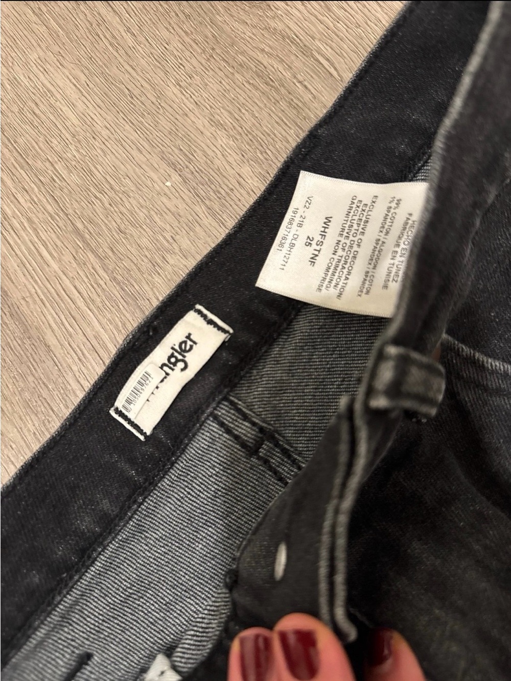 Wrangler Black Distressed Frayed Hem Denim Shorts - Picture 3 of 3